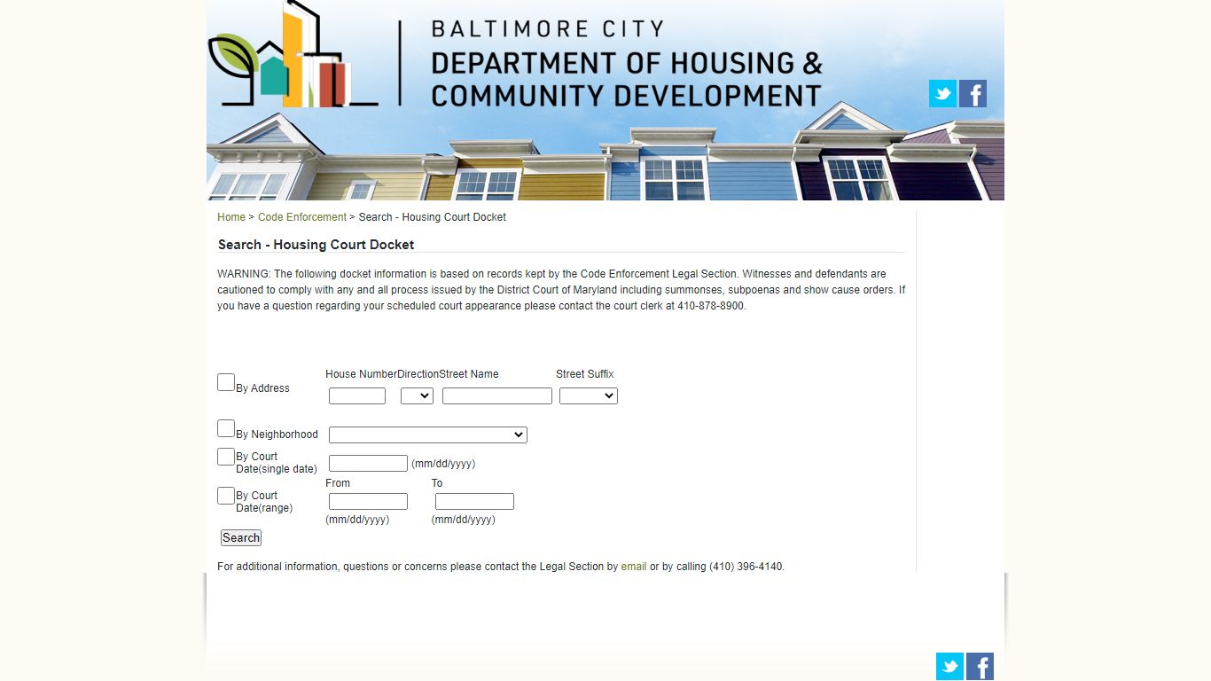 Search - Housing Court Docket - Baltimore Housing